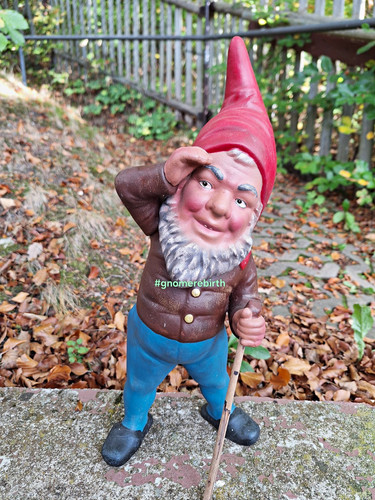Alter gartenzwerg wanderer mit - gartenzwerg,